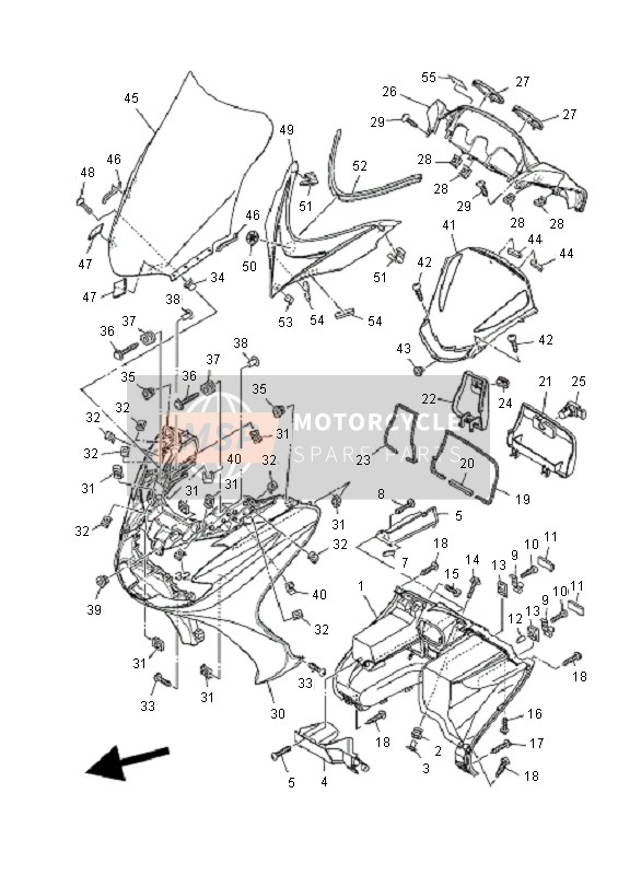 Yamaha YP400A MAJESTY 2010 Leg Shield for a 2010 Yamaha YP400A MAJESTY